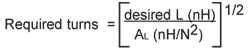 turns for desired inductance formula